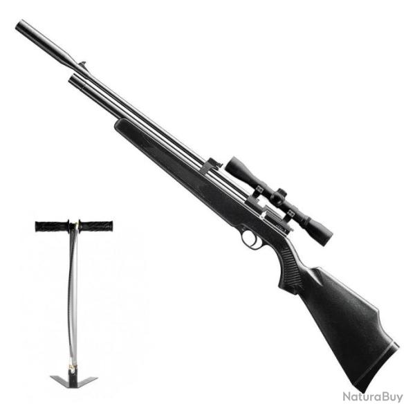 CARABINE PCP SNOWPEAK PR900R SYNTH�T. + Lunette 3-9x40 MilDot + pompe bar Cal. 4,5 mm, 19,9 Joules