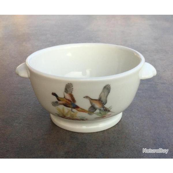 Bol sauci�re Porcelaine de PARIS - Envol de faisans