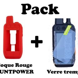 PACK PROTECTION pour ALPHA 300- ALPHA200 Housse Rouge + Verre tremp&eacute;