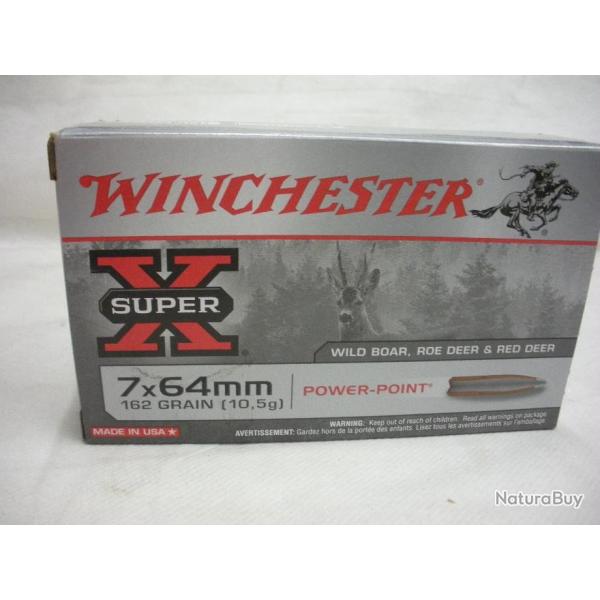 3428- 1 BOITE DE 20 BALLES WINCHESTER  162 GR  POWER POINT CAL. 7 X 64 - NEUF!!!!!