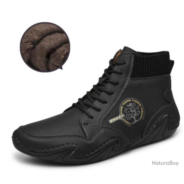 Chaussure montante en CUIR VRITABLE, TRS HAUTE QUALIT.....Jusqu'au 48..COLORIS NOIR