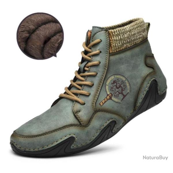 Chaussure montante en CUIR V�RITABLE , TR�S HAUTE QUALIT�.....Jusqu'au 48..COLORIS VERT