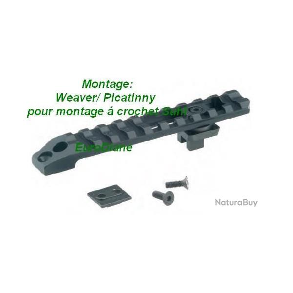Rail weaver/Picatinny pour fixation sur montage � crochet " version courte"