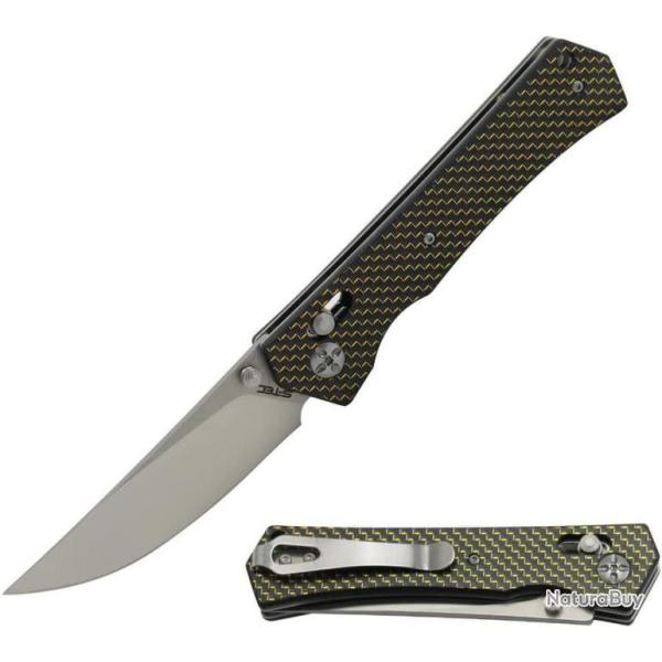 Couteau S-Tec Axis Lock FC Lame Acier D2 Manche FIbre de Carbone IKBS Clip STTS024