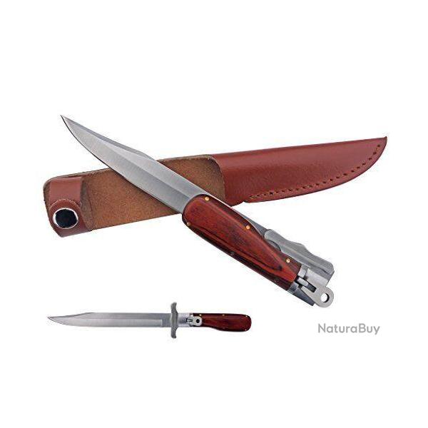 Couteau de Chasse Dague � la d'Estaing S-Tec Lame Acier 3Cr13 Etui Cuir STT2210592