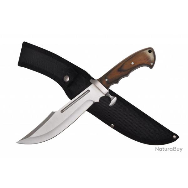 Couteau Bowie S-Tec Lame Acier 440 Manche Bois Etui Nylon STT221666