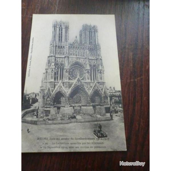 CP  dpt  51  REIMS  CATHEDRALE INCENDIE