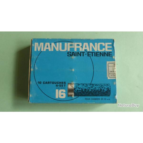 REF 14 - BO�TES CARTOUCHES CHASSE ANCIENNE - MANUFRANCE -  CAL 16 65 - 4 55 T - plomb n� 4