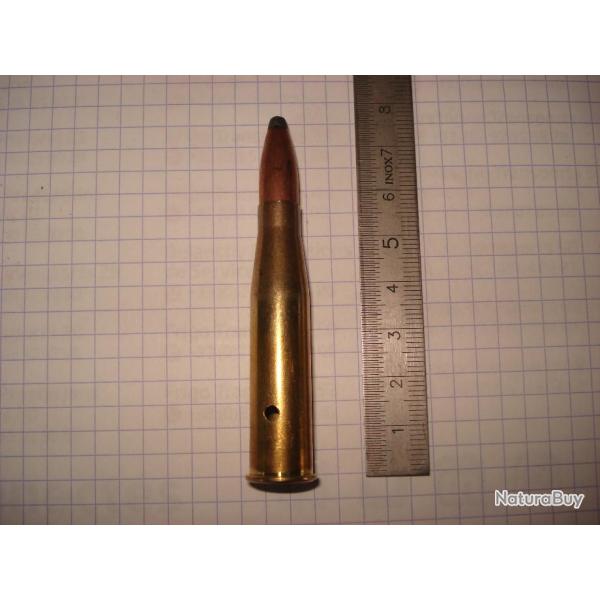 une cartouche de 8x56 RS mannlicher neutralis�e, �tui perc�, amorce percut�e, pour collection