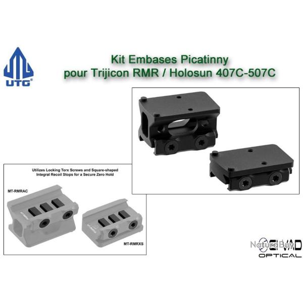 UTG - Kit Embases pour Trijicon RMR - Holosun 407C & 507C