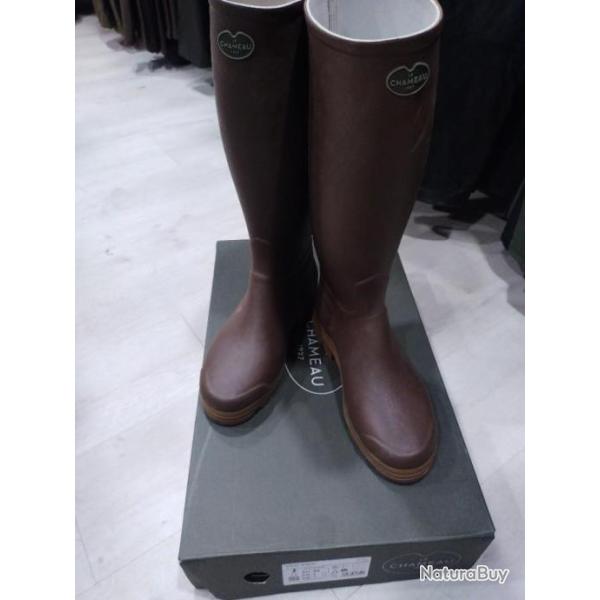 Bottes Le Chameau Saint-Hubert marron doubl�es cuir 45 mollet 44