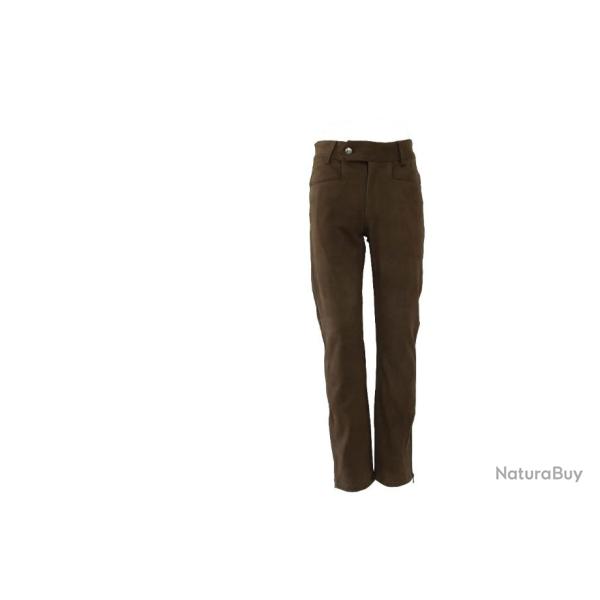 Pantalon en cuir Marron "Version longue" Chasse El�gance CE701