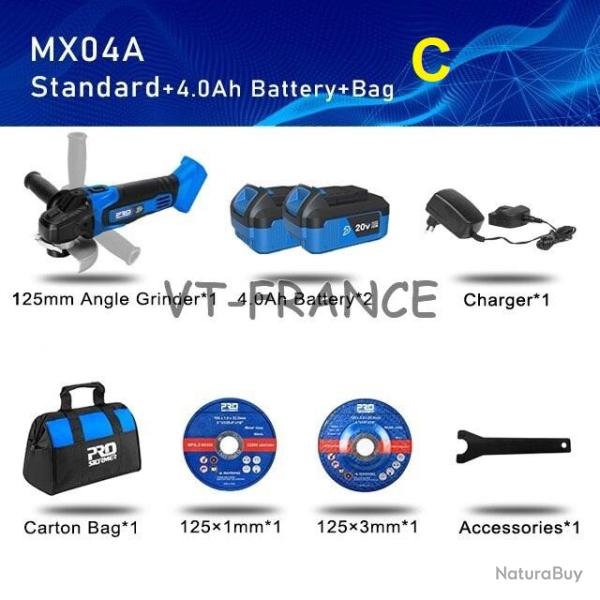 Meuleuse d Angle 125mm Pro Sans Fil 20/21V, Modele: C