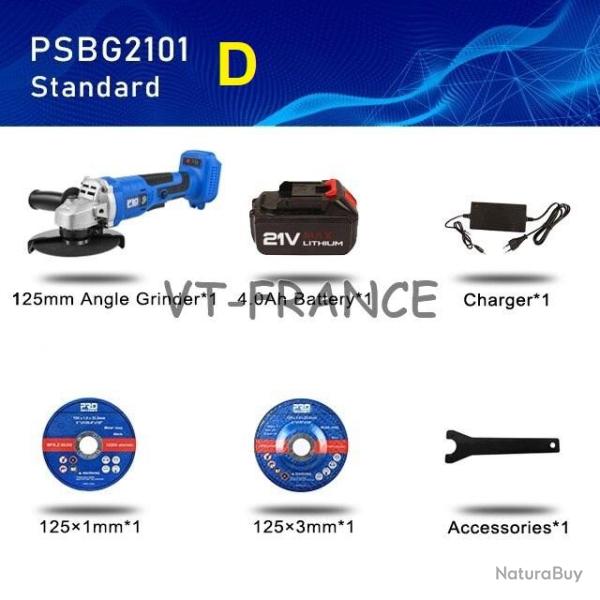 Meuleuse d Angle 125mm Pro Sans Fil 20/21V -D 20260729082517