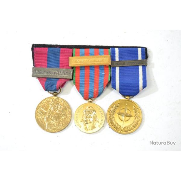 M�dailles sur barrette D�fense Nationale Troupes de Marine, comm�morative Ex Yougoslavie NATO former