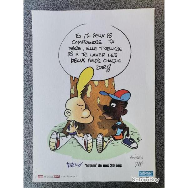 Ex-Libris Titeuf Handicap International 2002 ddicac Zep