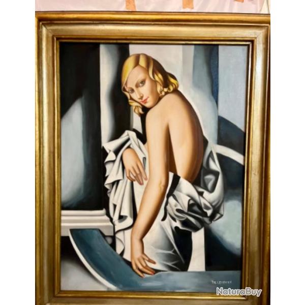 Tamara de Lempicka huile sur panneau ancienne reproduction