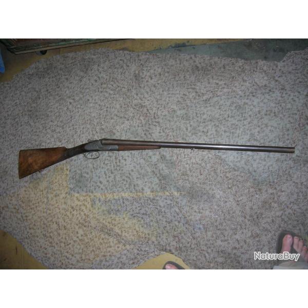 fusil � platine W & C SCOTT & SON canon en damas de cal 12 pour cartouches � poudre noire