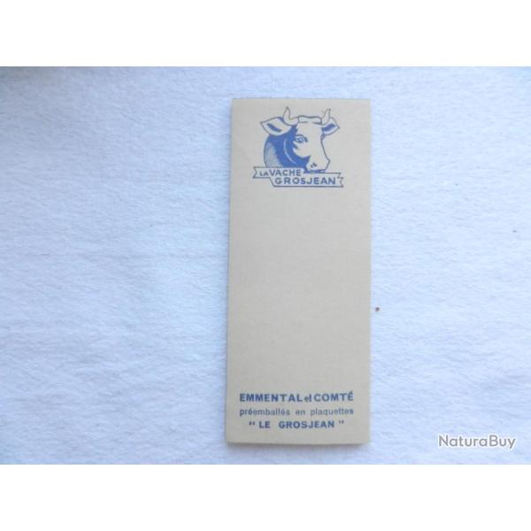 ancien petit carnet publicitaire vintage La Vache Grosjean Emmental et Comt�