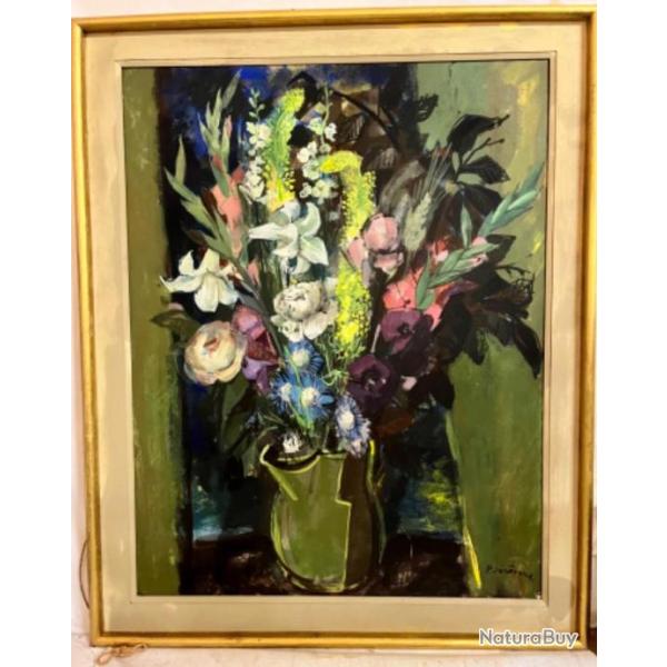C.Jerome Huile sur toile bouquet de fleurs