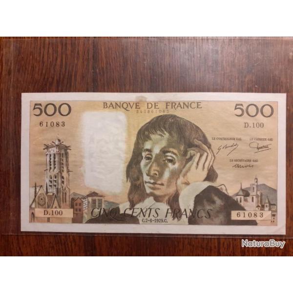 500 francs type Pascal du 7/06/1979 en ttb