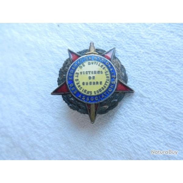 insigne �pinglette f�d�ration de mutil�s et d'anciens combattants-victimes de guerre
