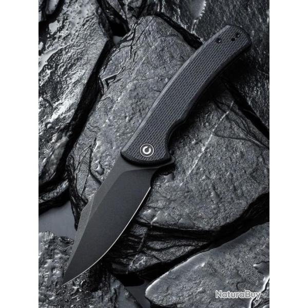 Couteau CIVIVI Sinisys Black Lame Acier 14C28N Manche G10/Acier IKBS Framelock Clip CIVC200391