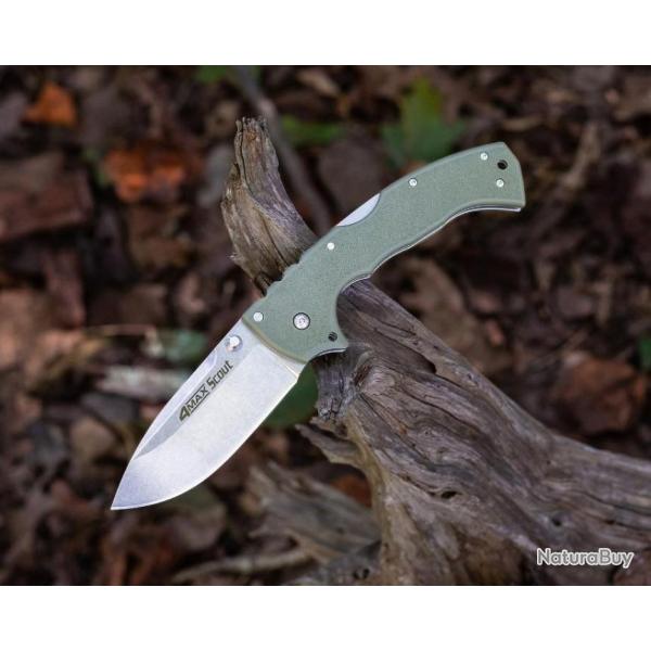 Couteau Cold Steel 4-Max Scout OD Green Lame Acier AUS-10A Manche Griv-Ex Lockback CS62RQODSW