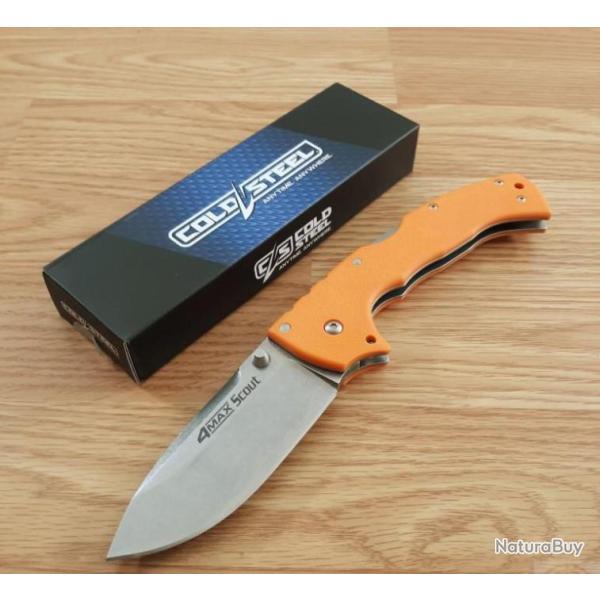 Couteau Cold Steel 4-Max Scout Orange Lame Acier AUS-10A Manche Griv-Ex Lockback CS62RQORSW