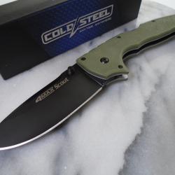 Couteau Cold Steel 4-Max Scout OD Green Lame Acier AUS-10A Black Manche Griv-Ex Lockback CS62RQODBK