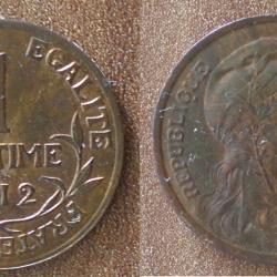 France 1 Centime 1912 Dupuis Pi&egrave;ce Centimes anciens Francs Franc