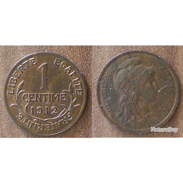 France 1 Centime 1912 Dupuis Pi�ce Centimes anciens Francs Franc