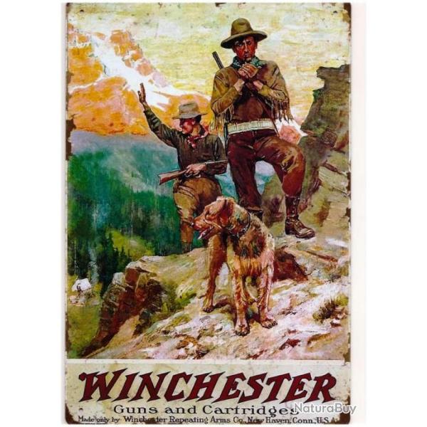 PLAQUE METAL WINCHESTER DEPART DE CHASSE