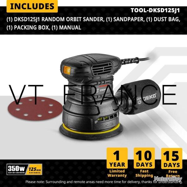 Ponceuse Orbitale PRO 350W, Modele: SD125J1