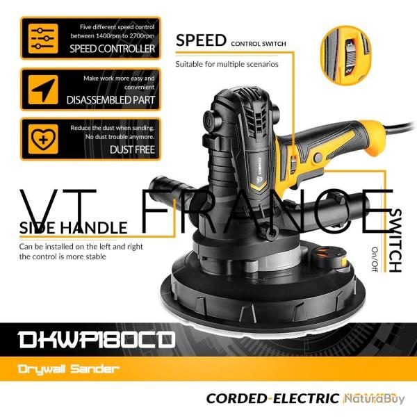 Ponceuse Orbitale PRO 900W 180mm, Modele: DKWP180CD