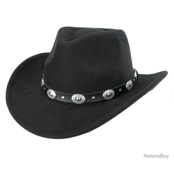Chapeau de COWBOY en feutrine Ajustable, fait � la main coloris NOIR.....