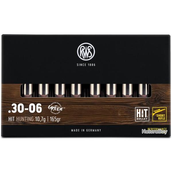 BTE 20 CART. RWS HIT SHORT RIFLE CAL. .30-06 165GR 10,7G