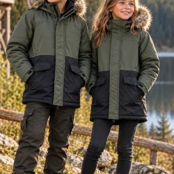 Parka matelass&eacute;e doubl&eacute;e polaire pour enfants