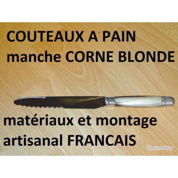 couteau � PAIN manche CORNE BLONDE et LAME FORG�E - VENDU PAR JEPERCUTE (D22K204)
