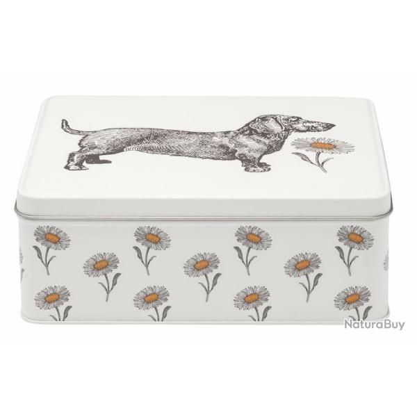 BOITE  GTEAUX EN MTAL MOTIF TECKEL