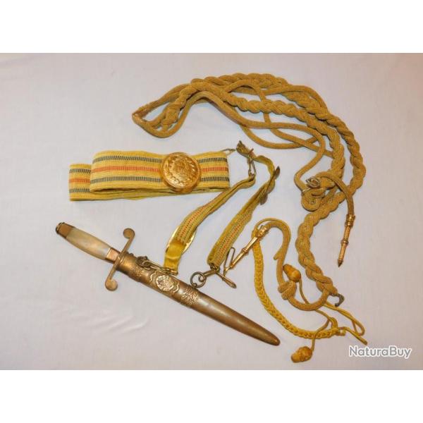 ROUMANIE : TRES BEL ANCIEN POIGNARD DAGUE CEREMONIE OFFICIER + FOURRAGERES