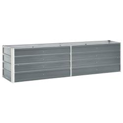 Jardini&egrave;re lit sur&eacute;lev&eacute; plantes fleurs jardin acier galvanis&eacute; 240 x 40 x 45 cm gris 02_0001096