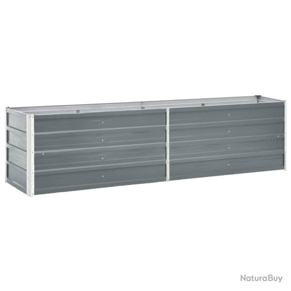 Jardini�re lit sur�lev� plantes fleurs jardin acier galvanis� 240 x 40 x 45 cm gris 02_0001096