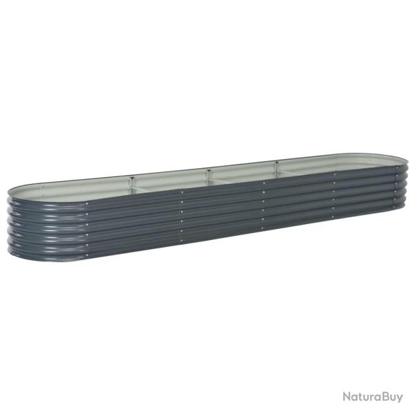 Jardini�re lit sur�lev� plantes fleurs jardin 400 x 80 x 44 cm acier galvanis� gris 02_0001051
