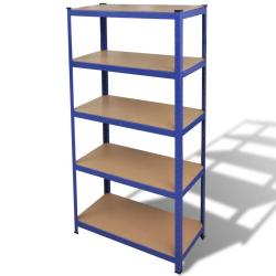 &Eacute;tag&egrave;re de rangement charge lourde robuste atelier garage outils 180 cm acier MDF bleu 02_0000690