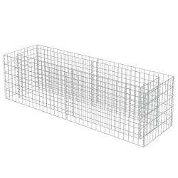 Jardini&egrave;re lit sur&eacute;lev&eacute; plantes fleurs jardin &agrave; gabion 180 cm acier galvanis&eacute; 02_0001285