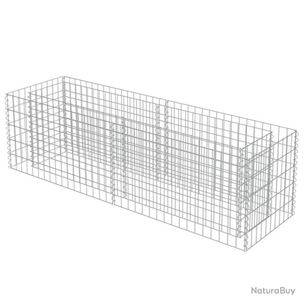Jardini�re lit sur�lev� plantes fleurs jardin � gabion 180 cm acier galvanis� 02_0001285