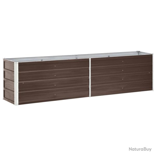 Jardini�re lit sur�lev� plantes fleurs jardin acier galvanis� 240 x 40 x 45 cm marron 02_0001097