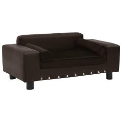 Canap&eacute; pour chien 81 cm peluche et synth&eacute;tique marron 02_0000189