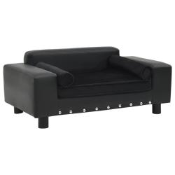 Canap&eacute; pour chien noir 81 cm peluche et synth&eacute;tique noir 02_0000208